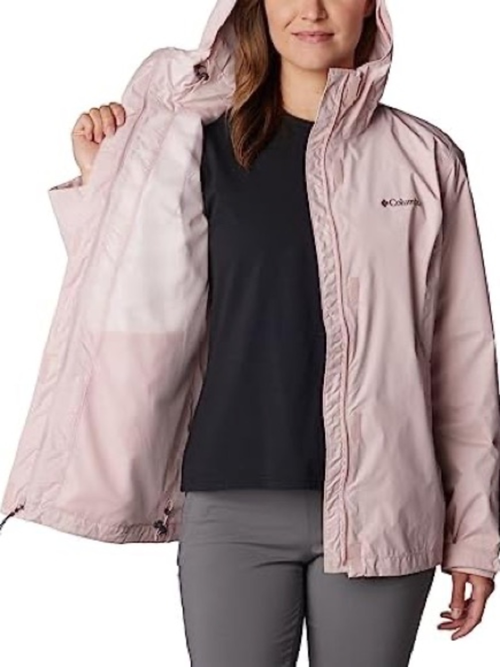 Columbia Women's Arcadia II Pale Pink Hooded Rain Jacket - Picture 5 of 8